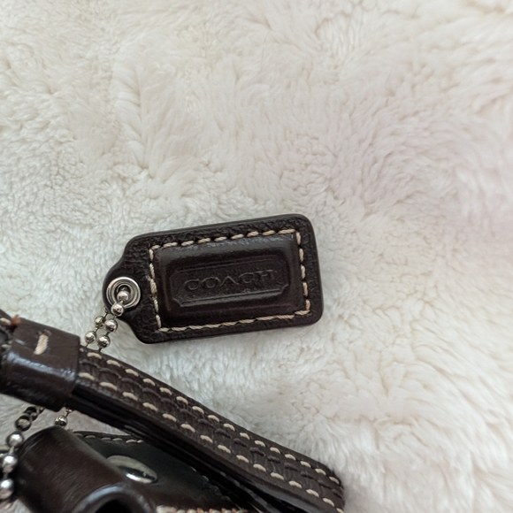 Y2K Coach Signature C Canvas Small Crossbody Bag Brown Tan Leather Trim - Picture 2 of 8